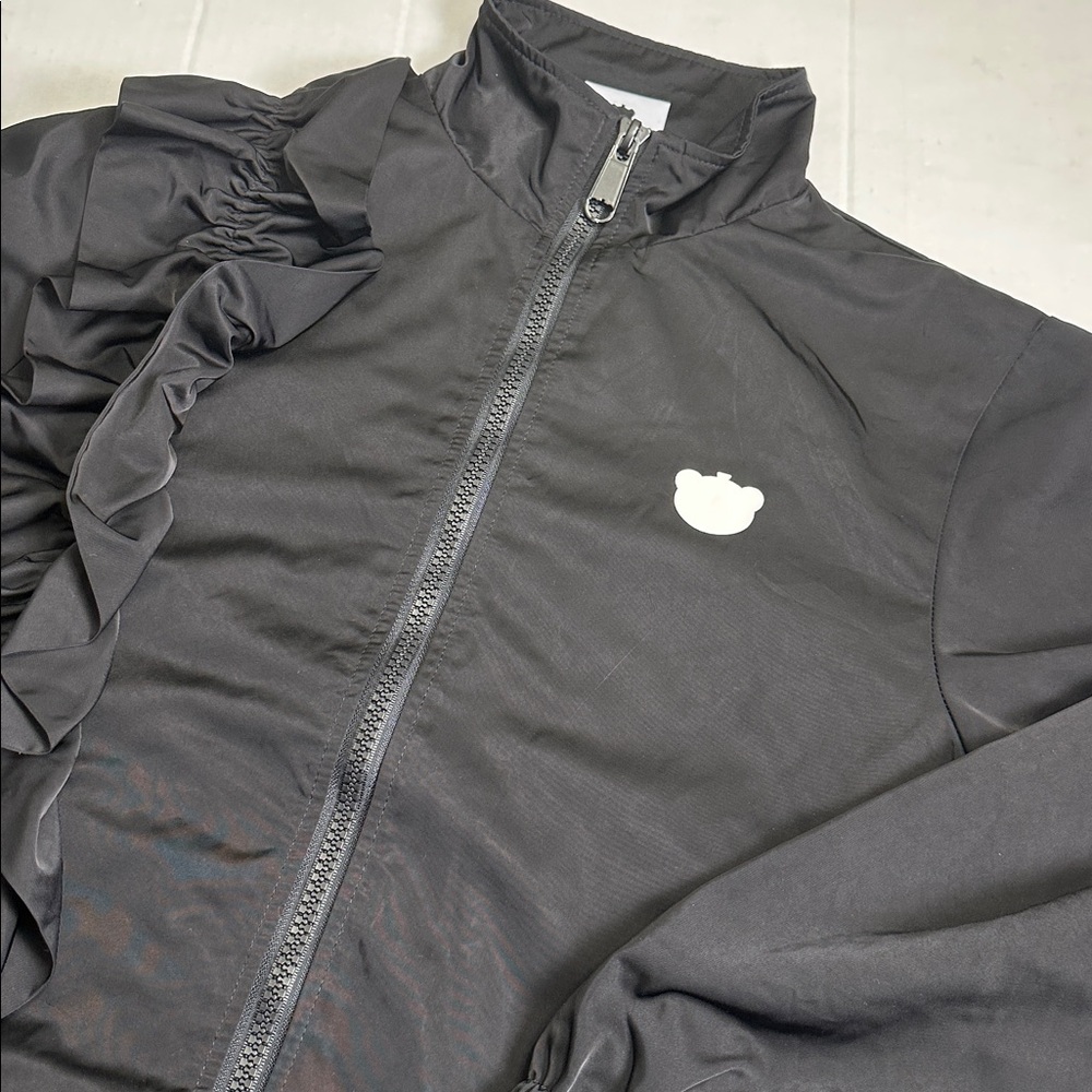 Nicopanda Medium Black‎ Side Ruffle Full Zip Long Sleeve Jacket Streetwear